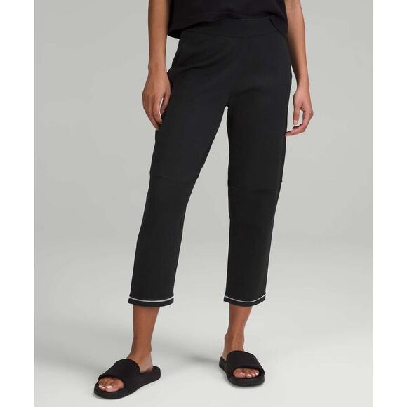 Lululemon 2023 S Relaxed Fit High Rise Knit Cropped Pants 24" Black W6CQWS - Picture 2 of 12